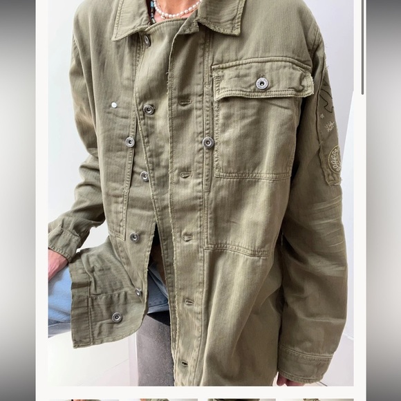 Free people NEW olive denim jacket